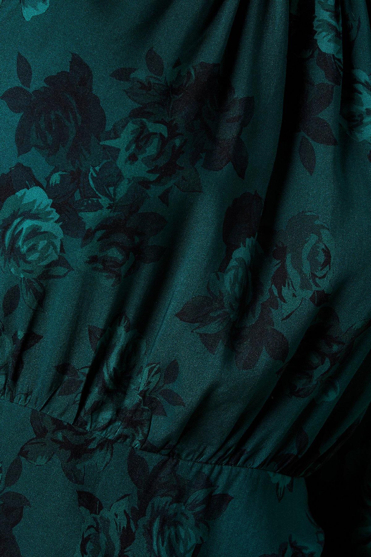 Dorothy Perkins Green Floral Wrap Skirt Long Sleeve Mini Dress Green image 5