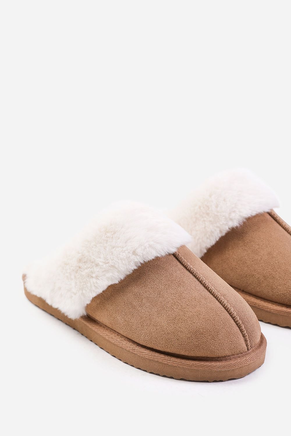Where's That From 'Comfort' Slip On Slippers With Fur Trim Suede image 3