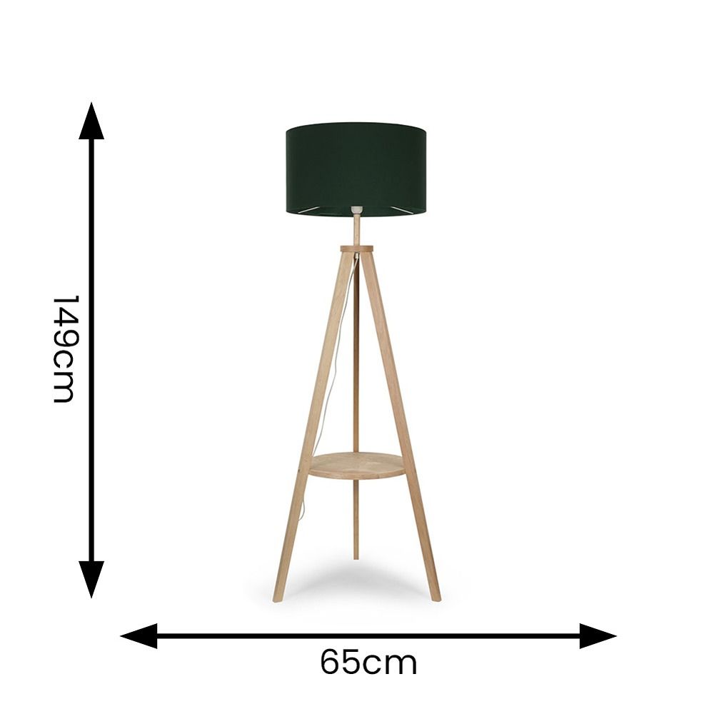 ValueLights Morrigan Natural Wood Tripod Floor Lamp with Fabric Drum Lamp Shade image 6