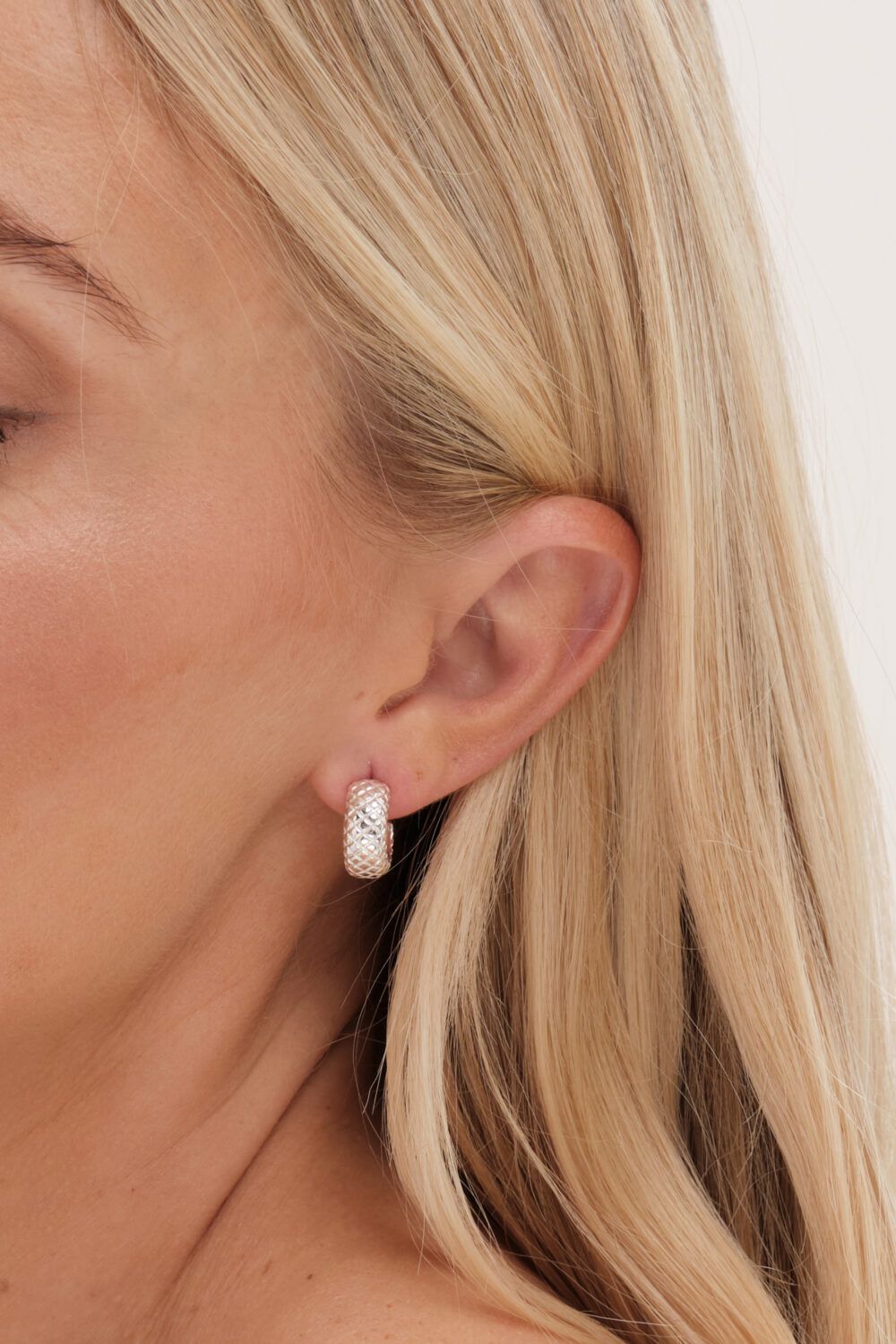 Simply Silver Sterling Silver 925 Polished Snake Textured Hoop Earrings image 2