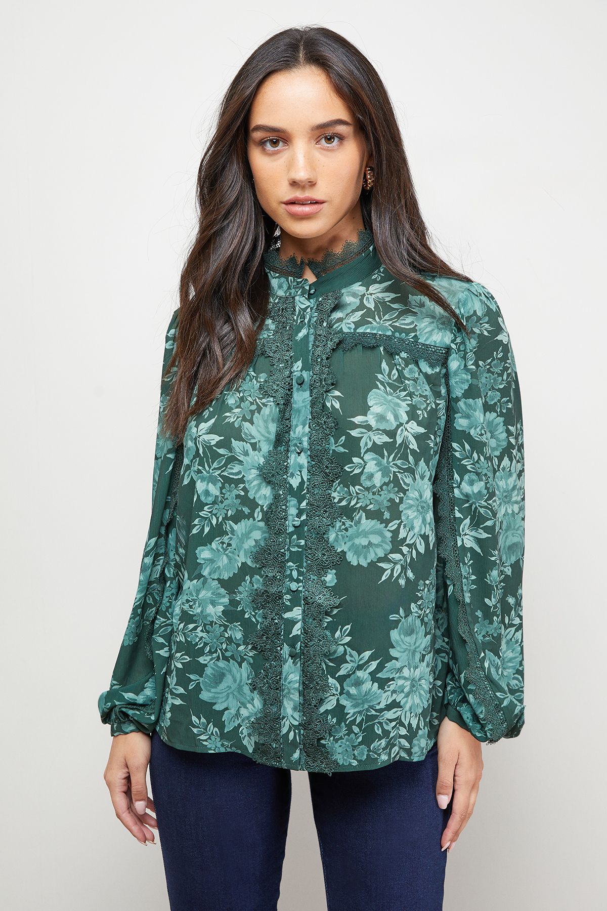 Oasis Lace Trim Blouse Floral image 5