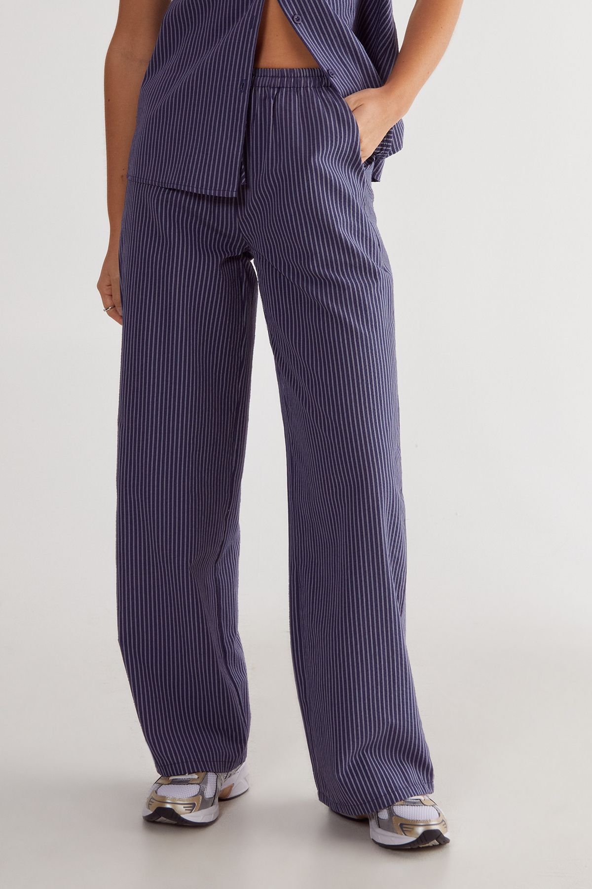 NastyGal Stripe Straight Leg Pant Navy image 2