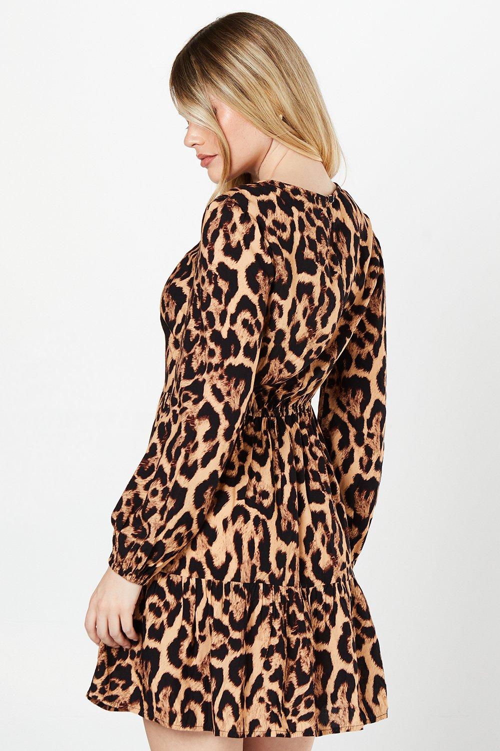 Dorothy Perkins Animal Tiered Hem Mini Dress Animal image 3