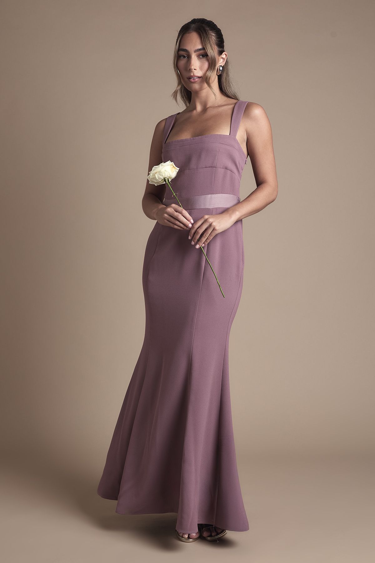 Coast Strappy Satin Bridesmaid Dress With Tie Back Detail Dusty Mauve