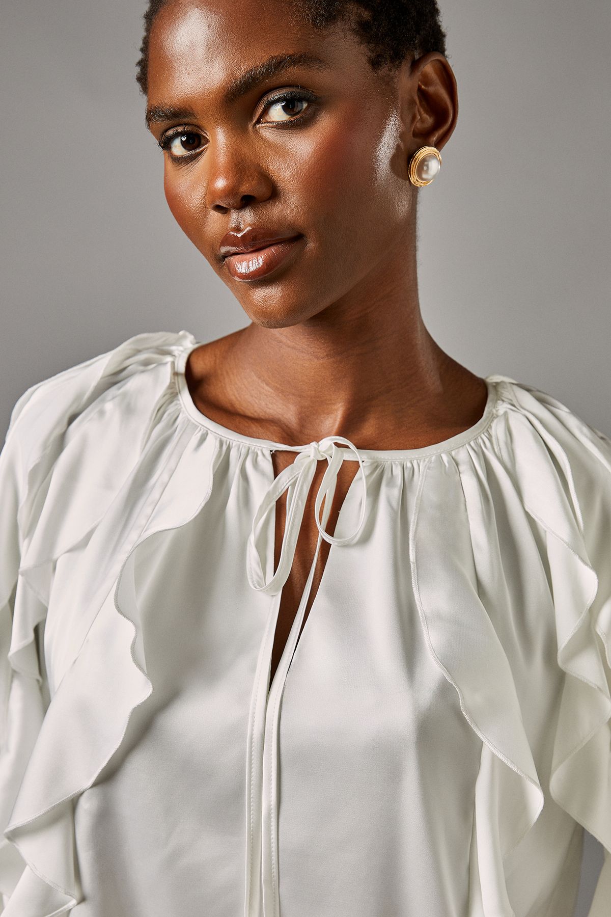 Coast Satin Frill Blouse Ivory image 4