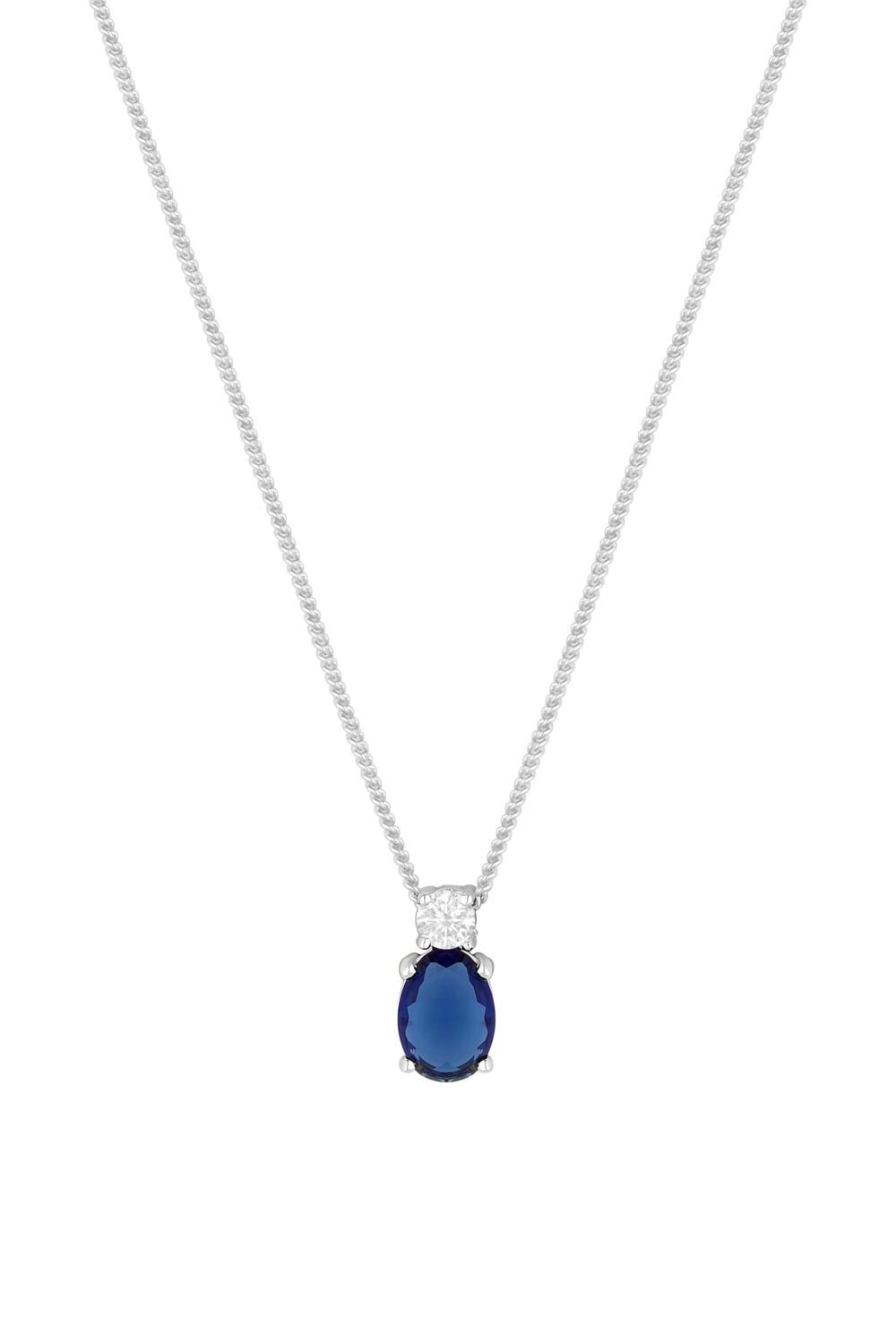 Simply Silver Sterling Silver 925 Mini Sapphire Cubic Zirconia Pendant Necklace