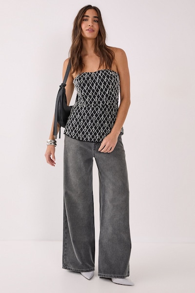 NastyGal Droplet Embellished Longline Bustier Top Black