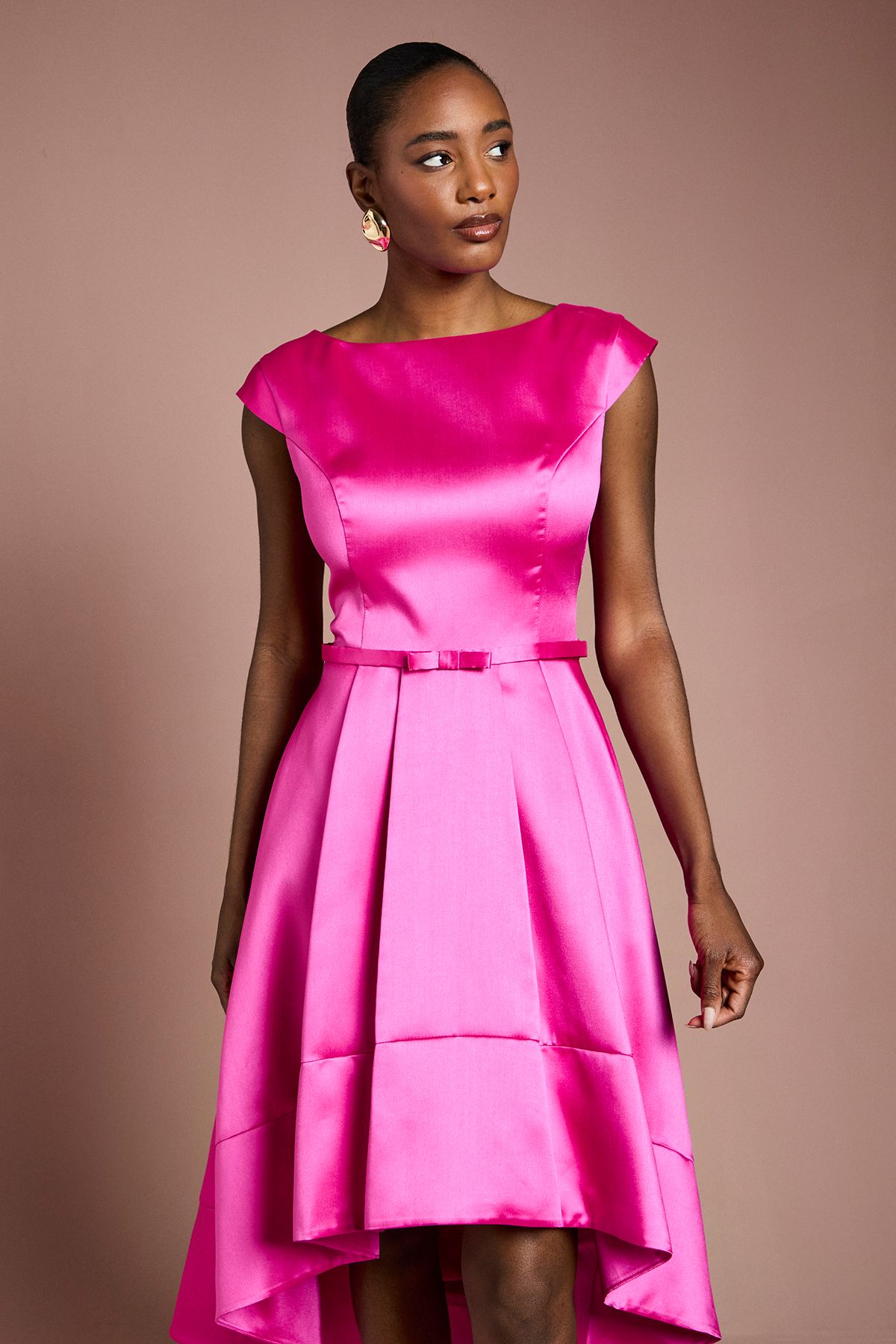 Coast Twill Hi-Lo Midi Dress Magenta image 2