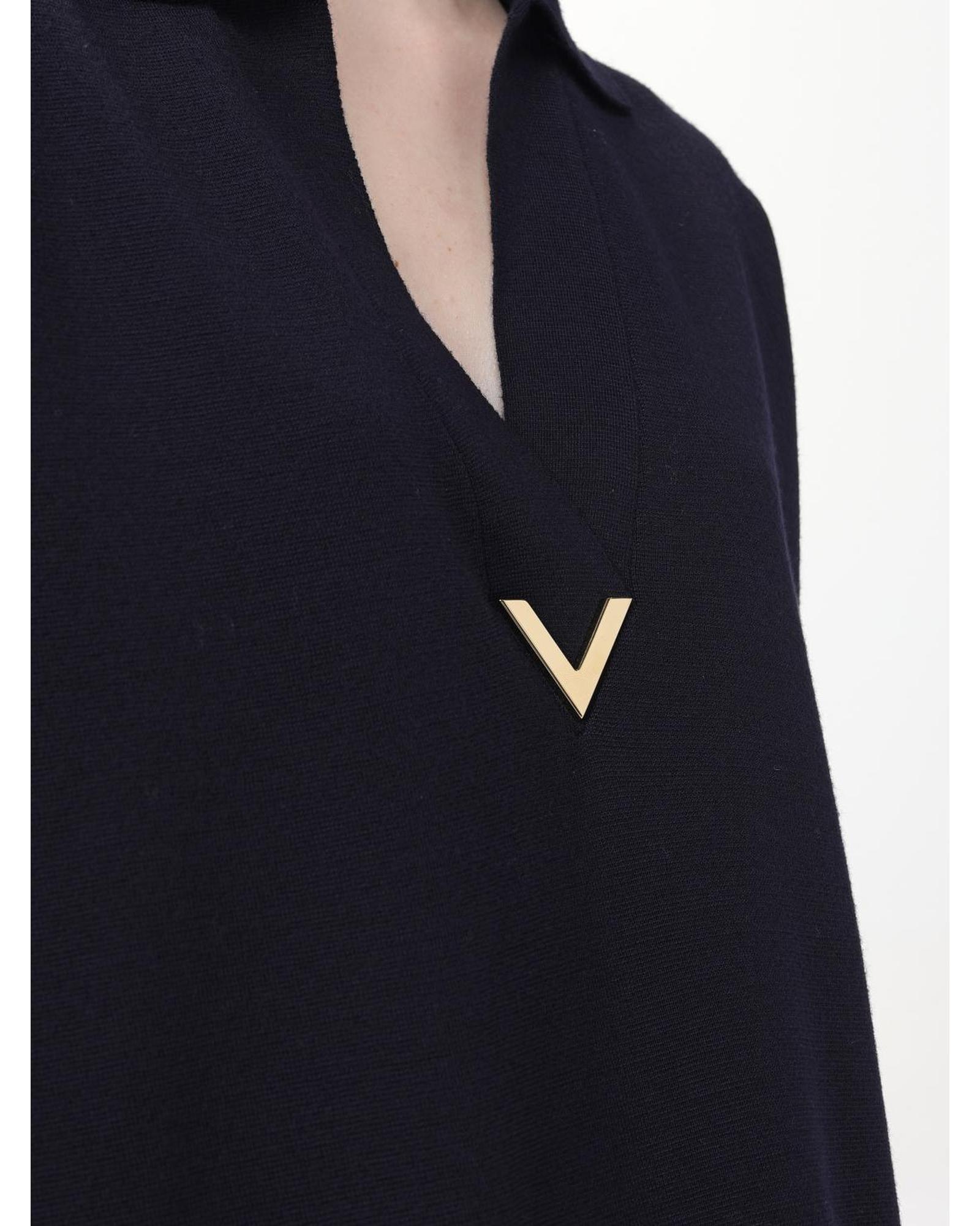 Valentino VNeck Knitwear Pullover Wo - Blue Sweaters image 4