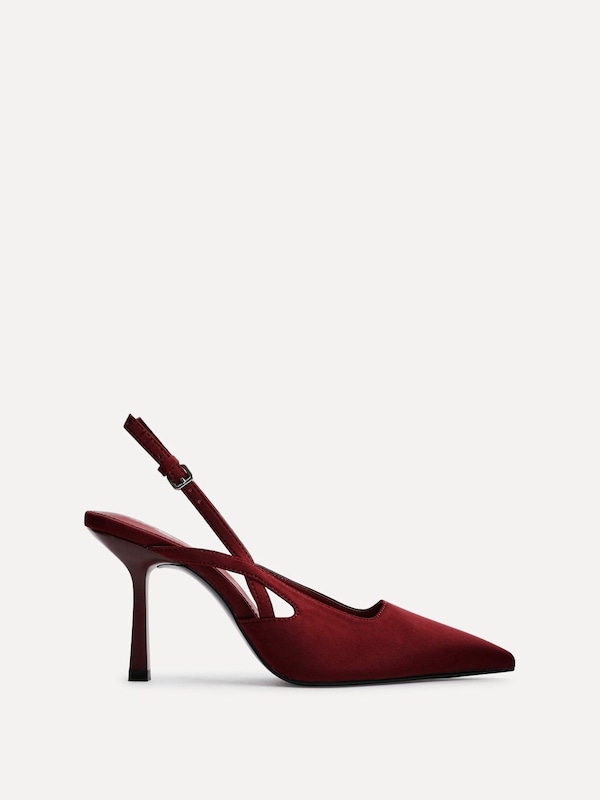 Linzi Rhea Burgundy Scuba Sling Back Court Heels