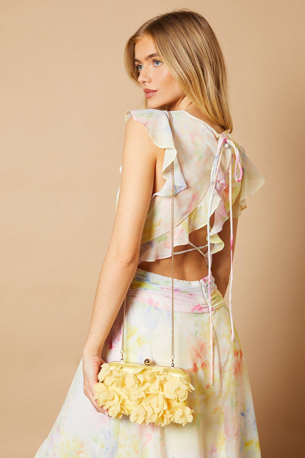 Oasis Petal Detail Clutch Bags Butter image 1