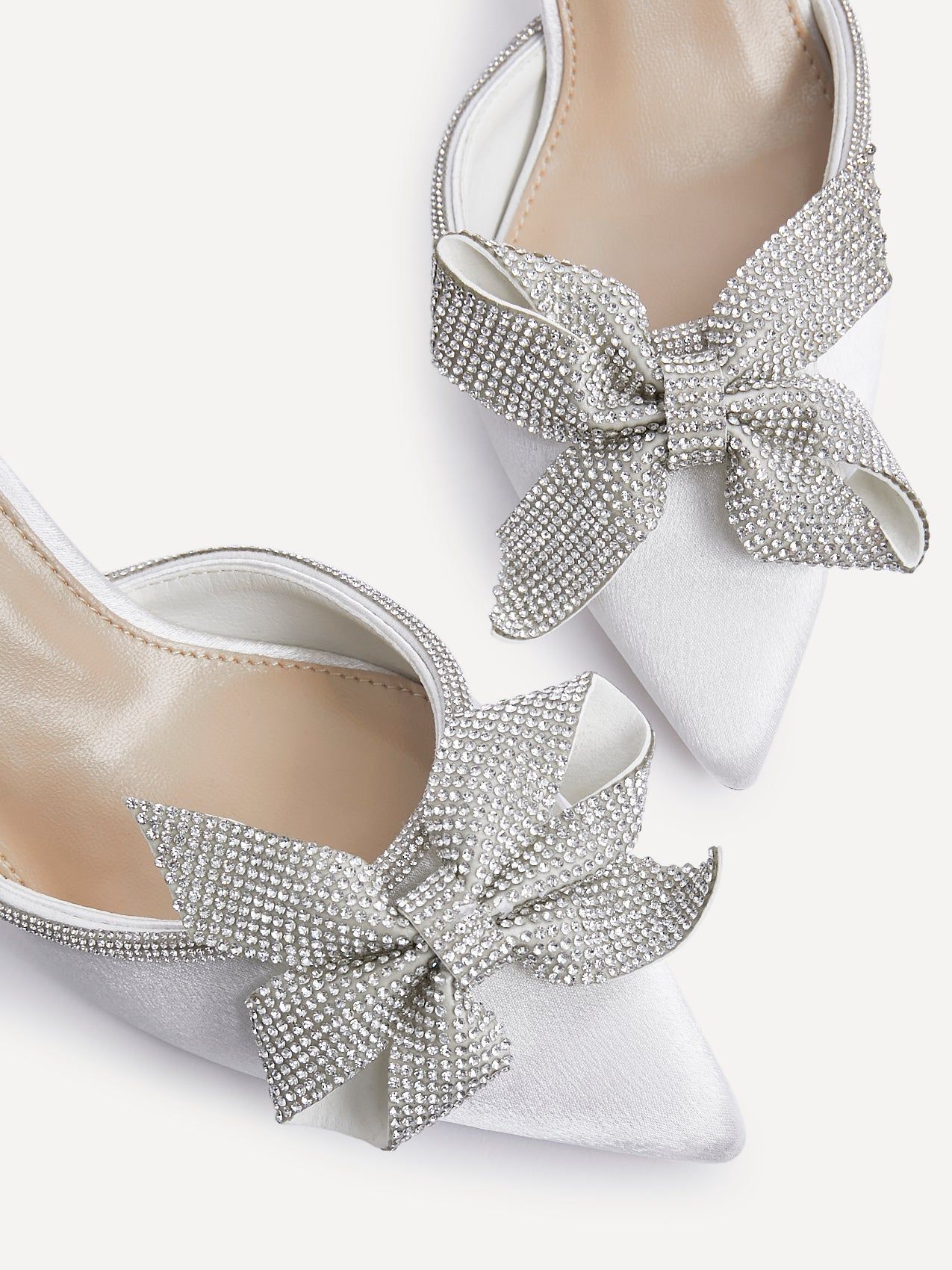 Linzi Angela Ivory Satin Diamante Bow Detail Court Heel image 4
