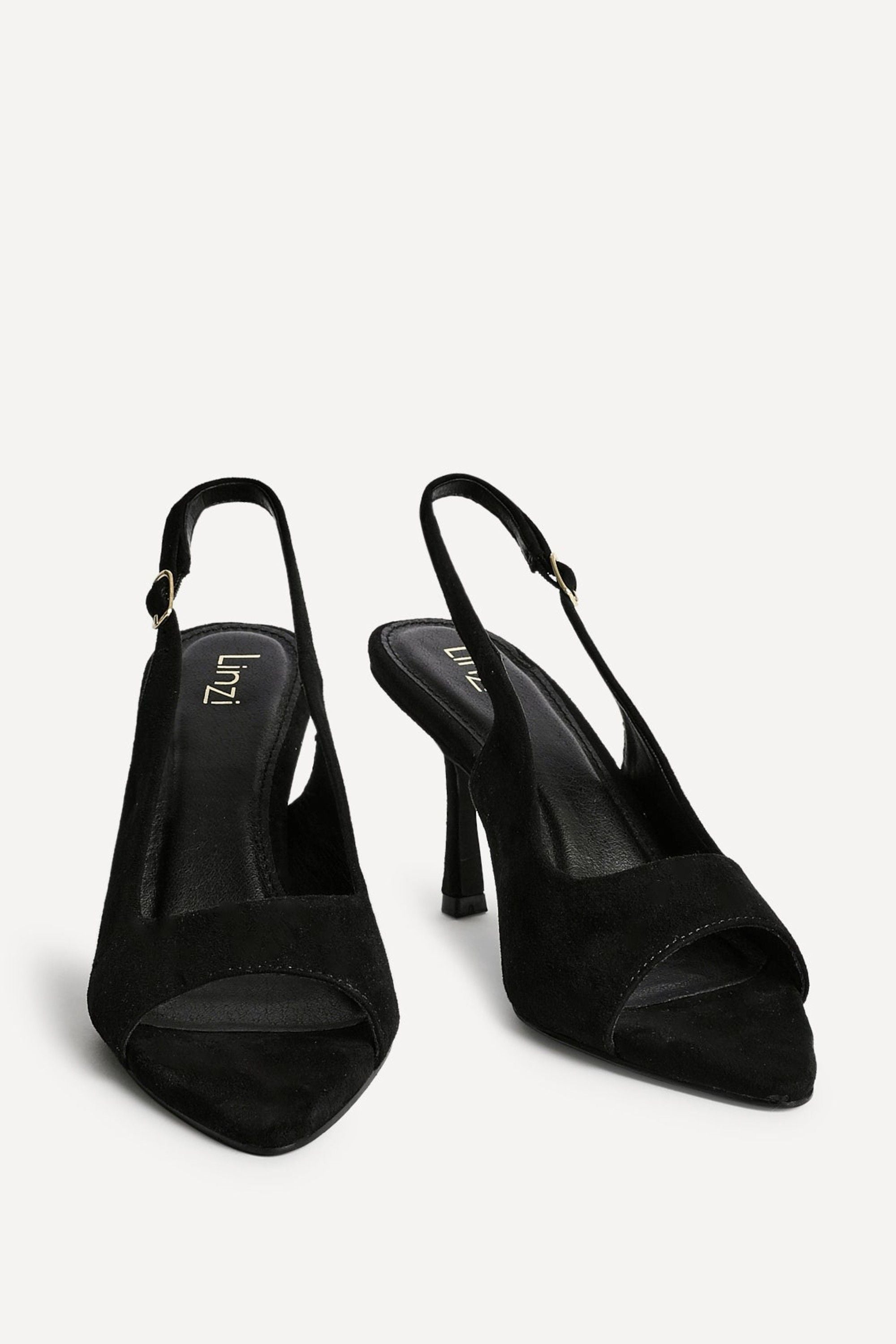 Linzi Tokyo Black Faux Suede Peep Toe Heels image 3