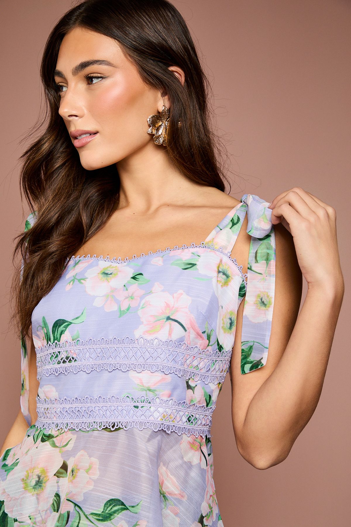 Coast Printed Bow Shoulder Top Lilac image 4