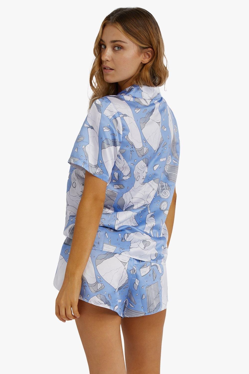 Playful Promises Logan Spector Blue Statue Satin 'Shirt' image 3