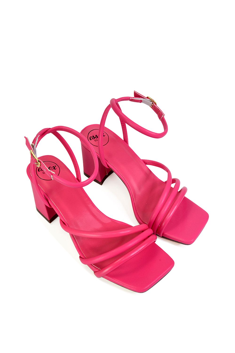 XY London 'Trixie' Square Toe Buckle Up Ankle Strappy Mid Block Heel Sandals image 5