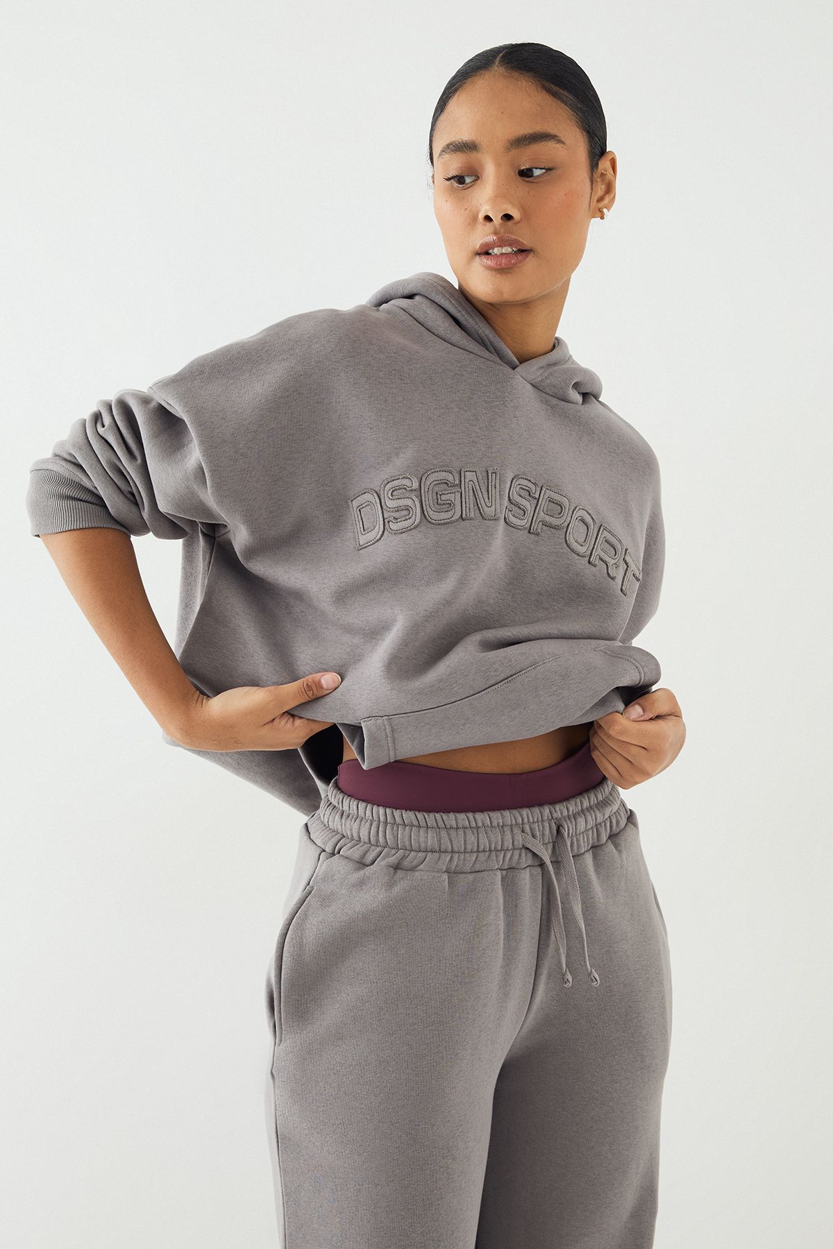 DSGN Studio DSGN Studio Self Fabric Applique Oversized Hoodie Charcoal image 1