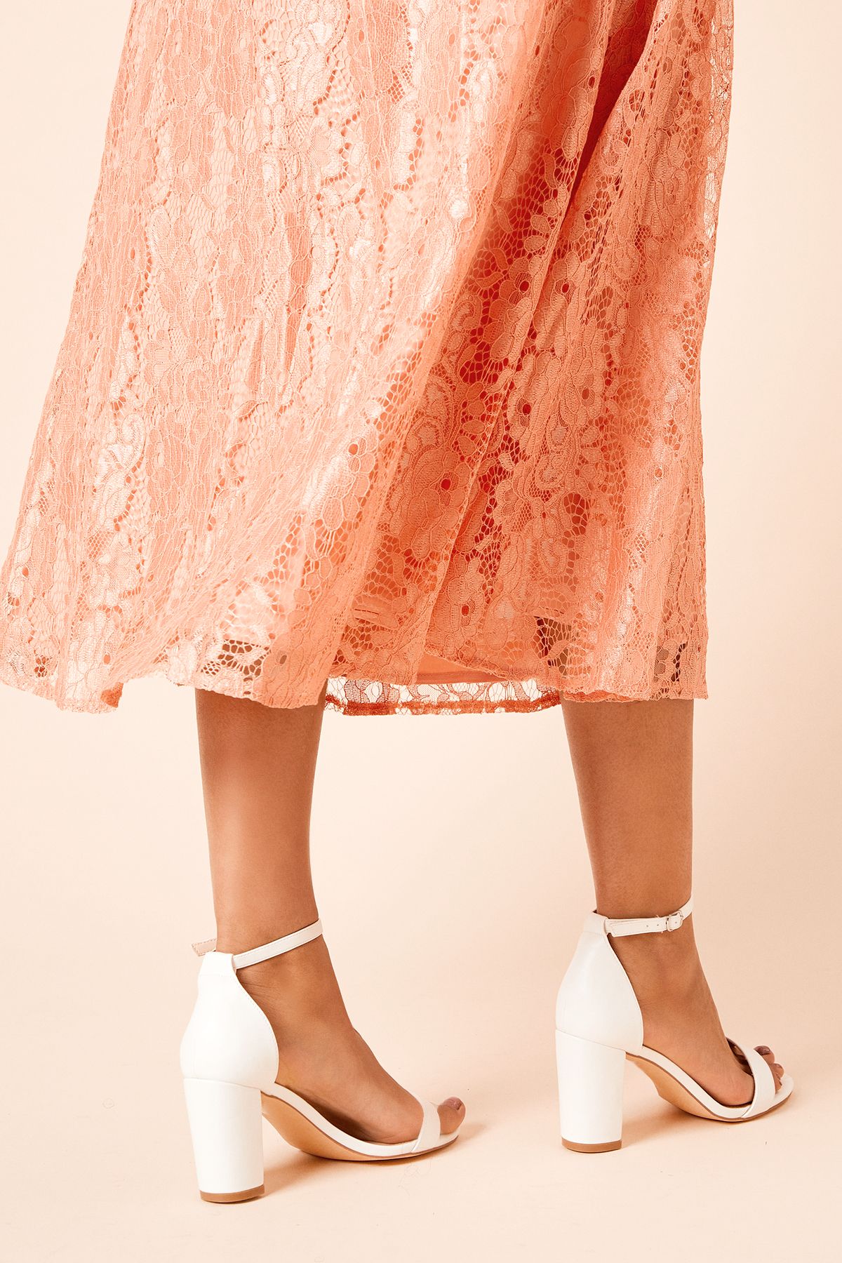 Dorothy Perkins Wide Fit Spark High Block Heel Sandals White image 4