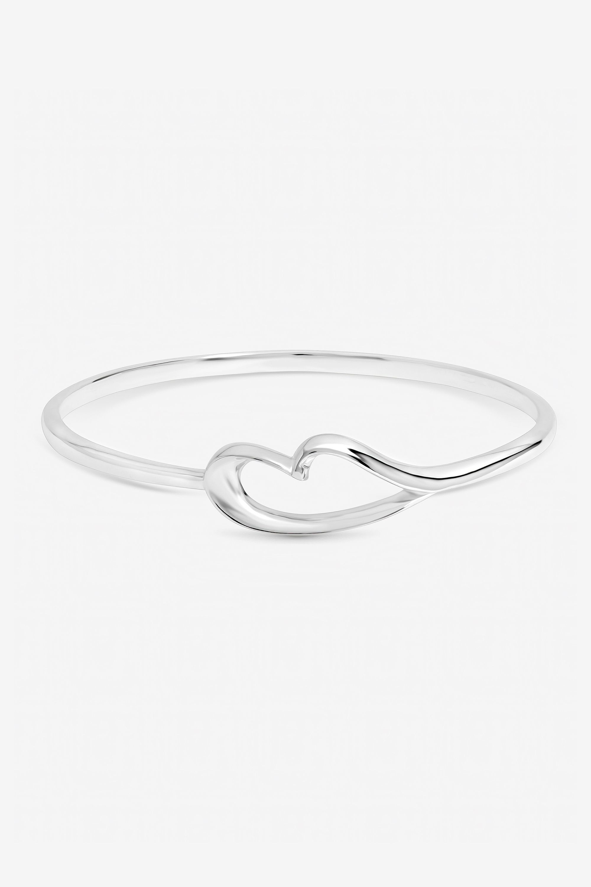 Inicio Sterling Silver Plated Polished Heart Bangle - Gift Pouch