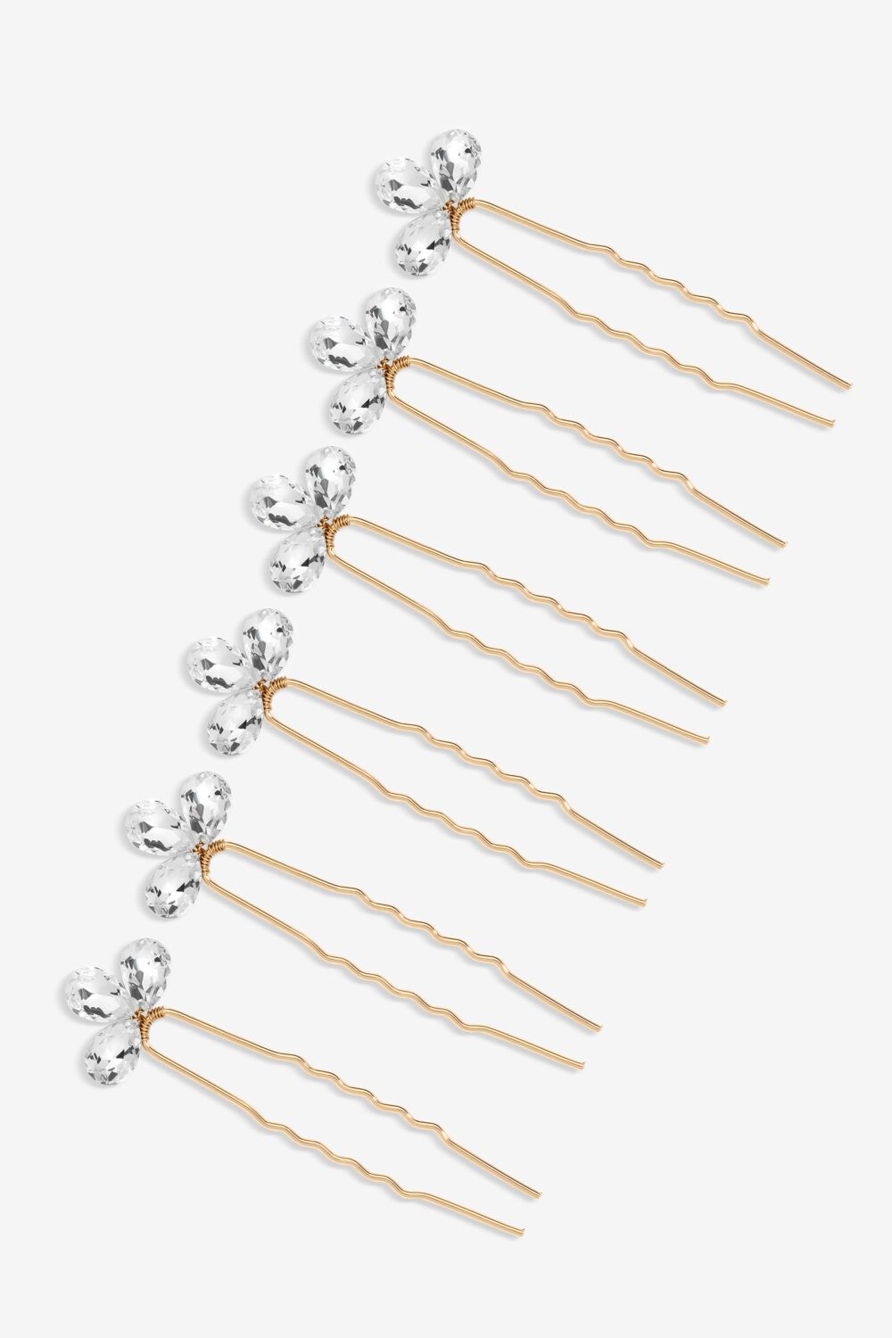 Jon Richard Gold Plated Crystal Leaf Hair Pins - Pack of 6 image 1