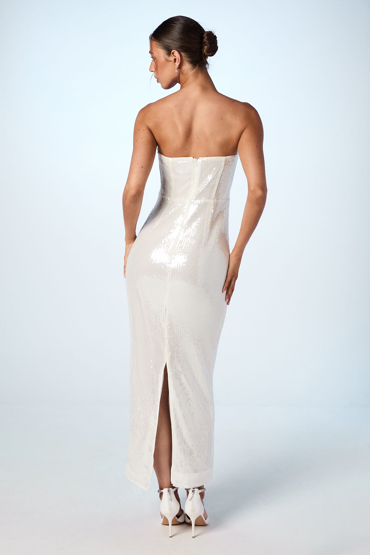 Coast Strapless Sequin Column Wedding Dress Ivory image 3