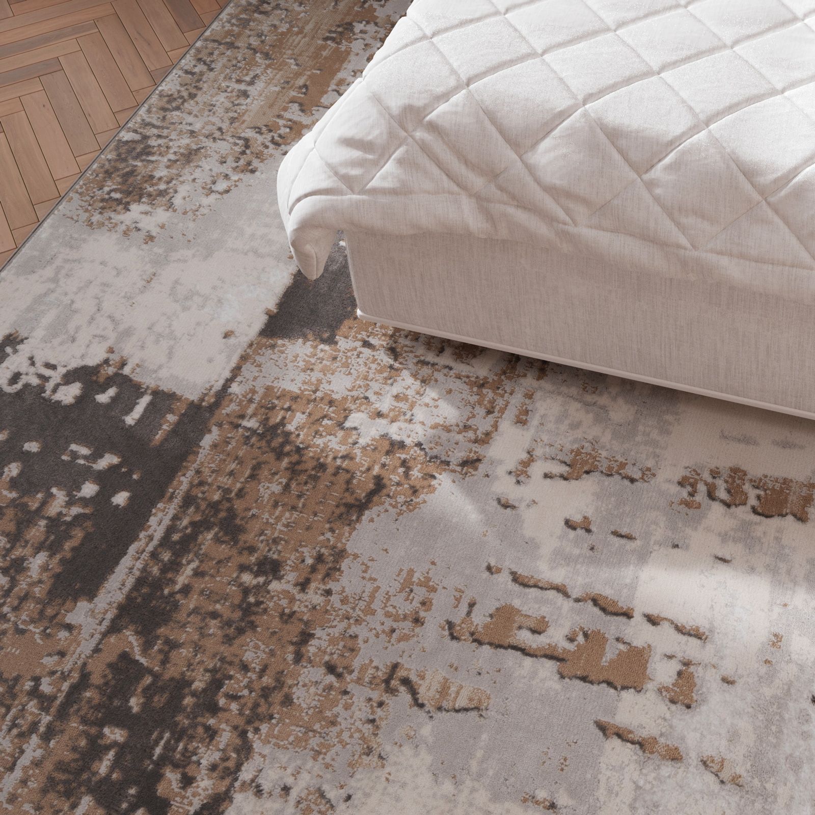 Kukoon Warm Greige Modern Distressed Abstract Beige Rug image 3