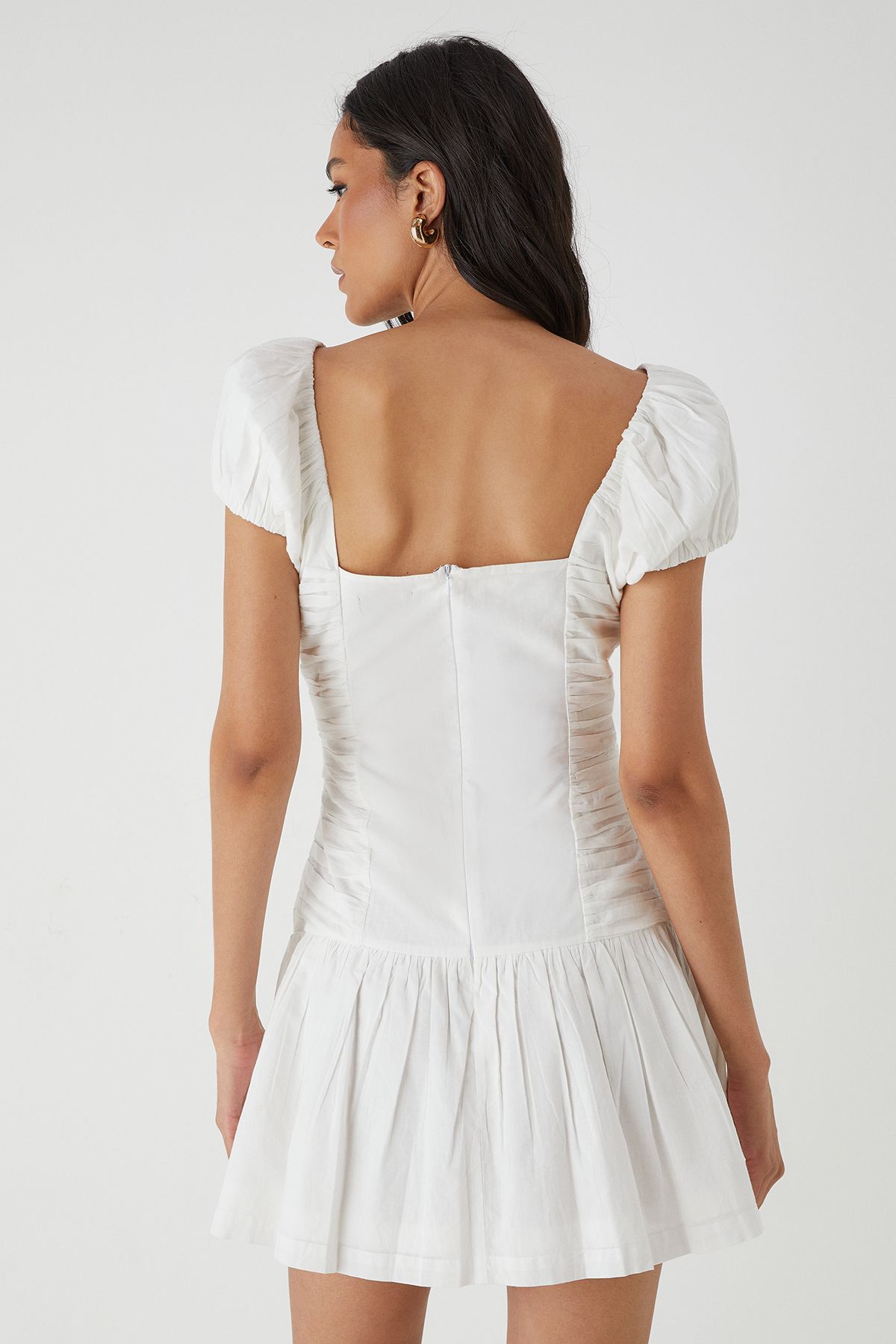 MissPap Puff Sleeve Ruched Mini Dress White image 5