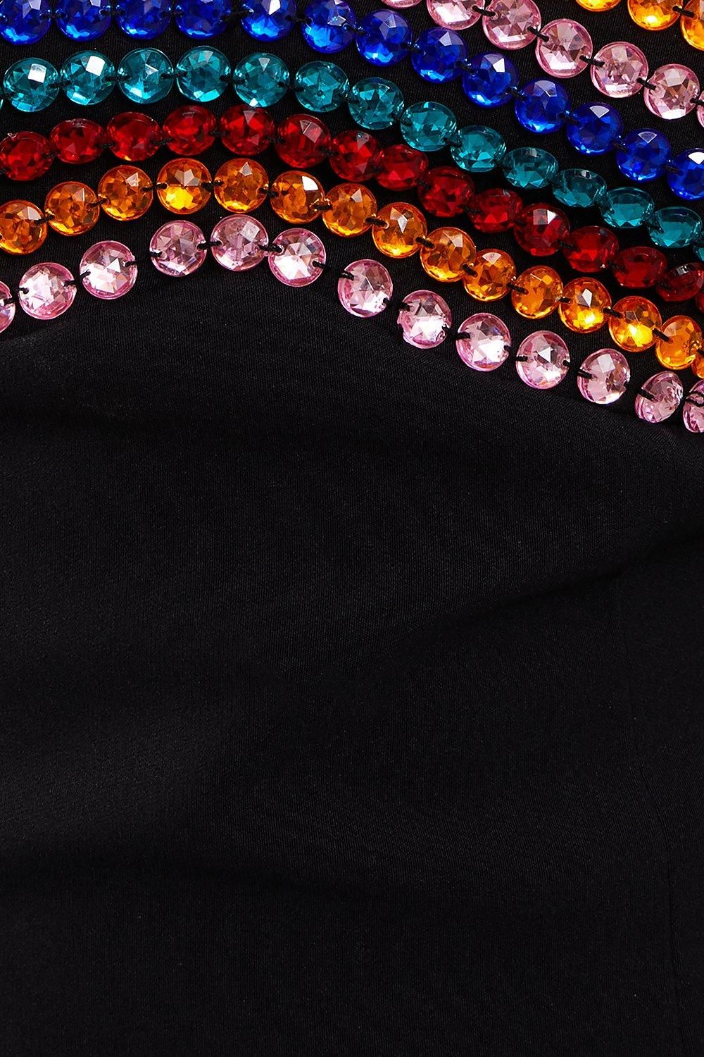 Warehouse Embellished Sequin Cup Square Neck Fitted Midi Dress Black image 5