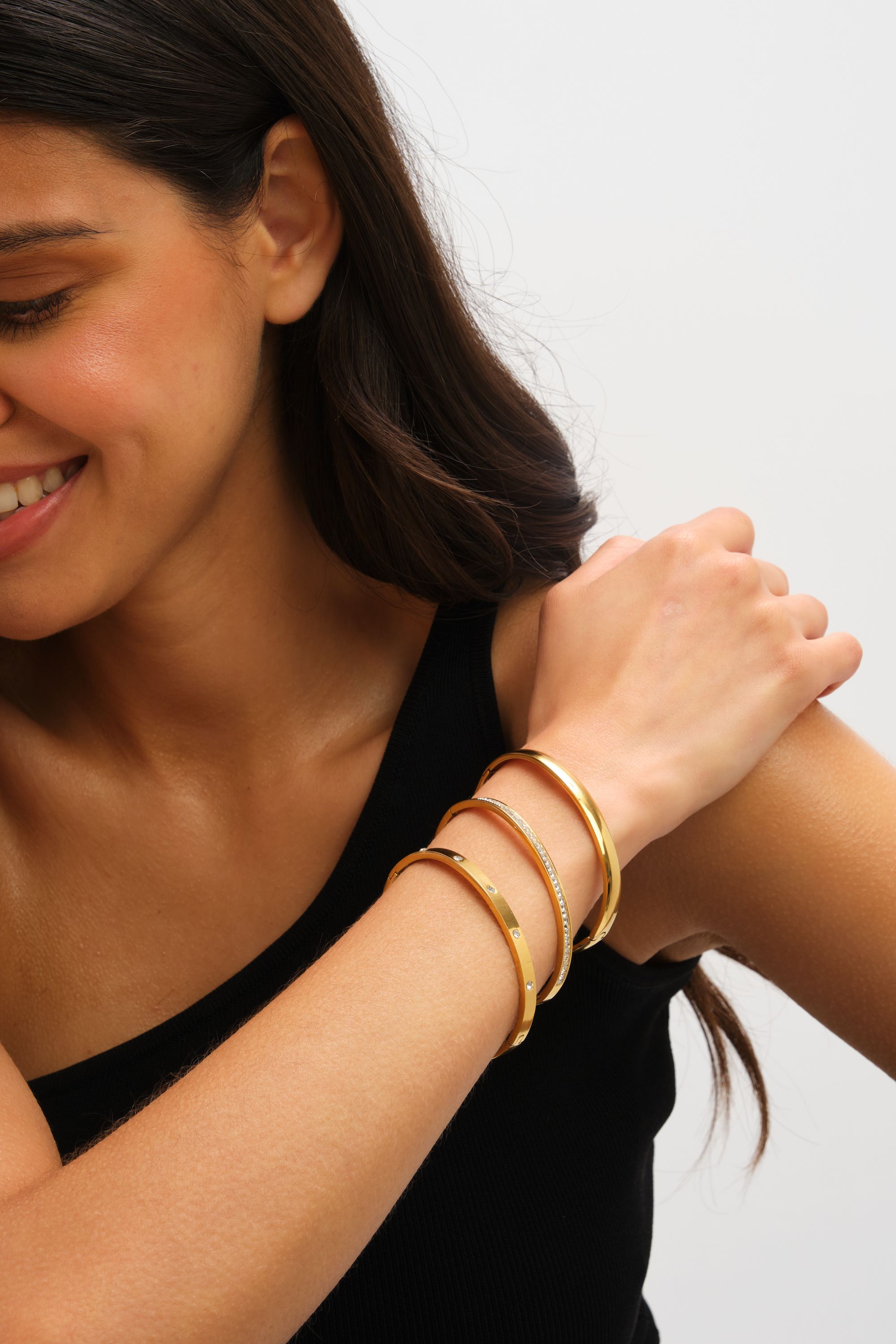 Jon Richard Waterproof Gold Plated Crystal Polished Bangle image 2