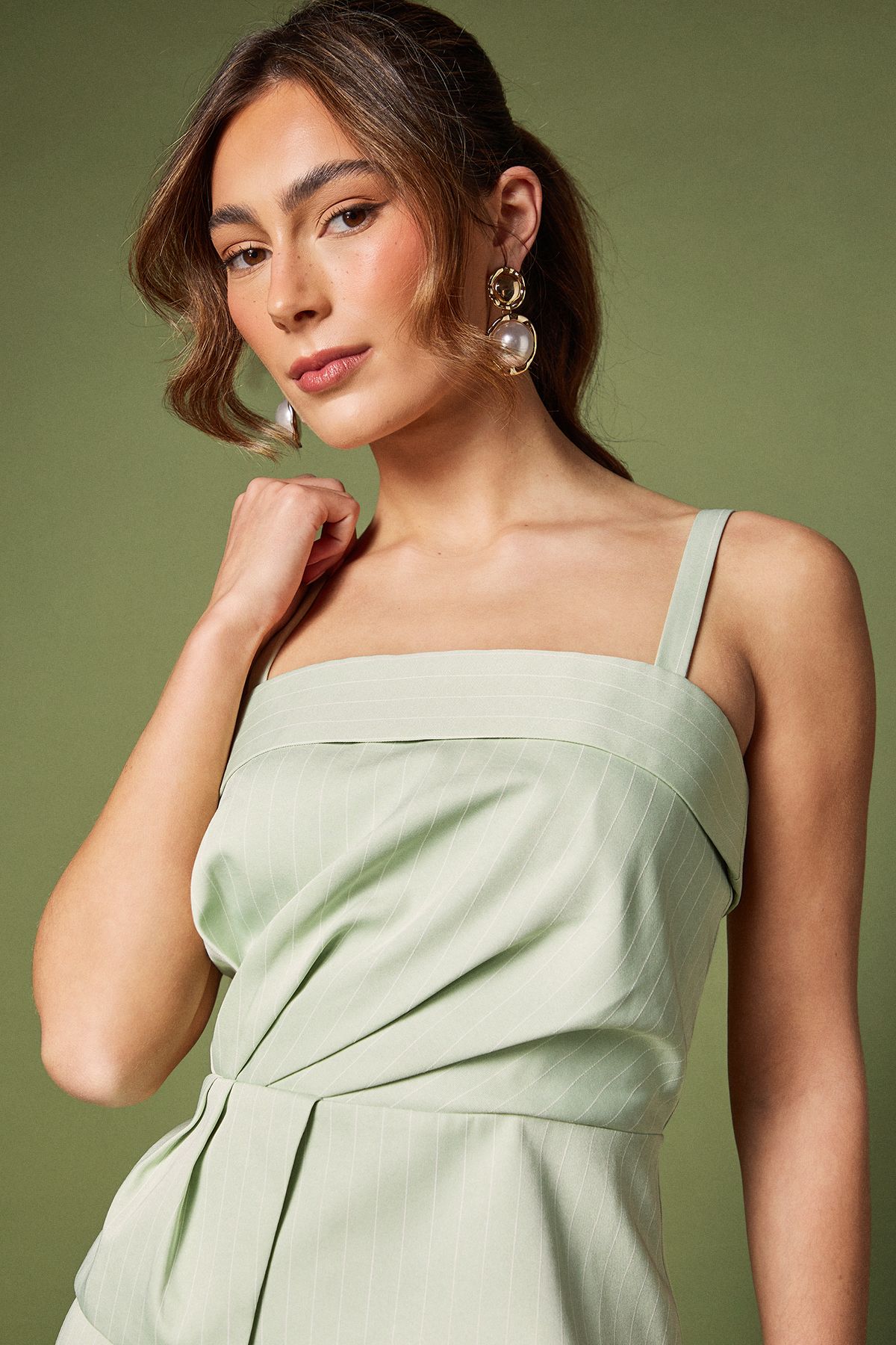 Coast Pinstripe Pleat Detail Top Mint image 4