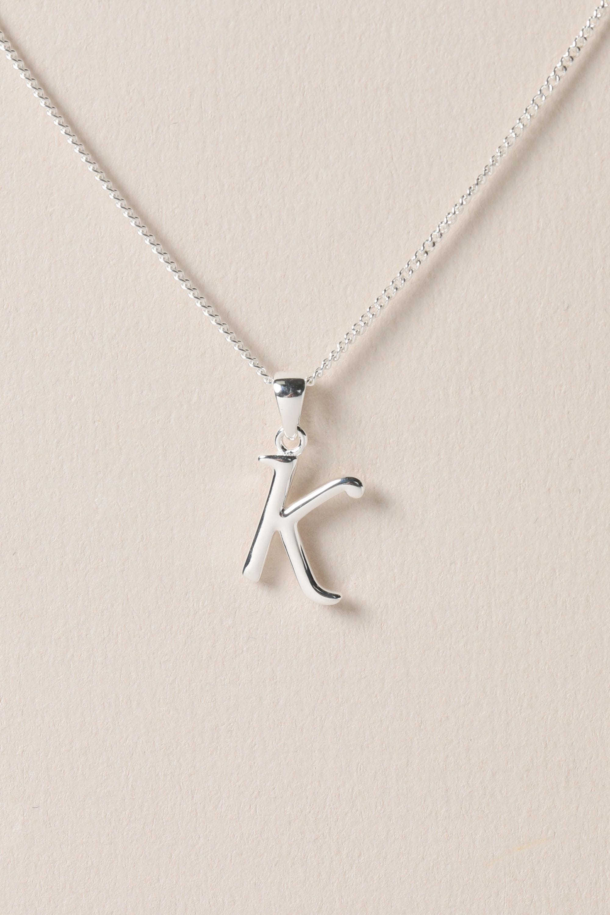 Simply Silver Sterling Silver 925 Initial Pendant - K image 2