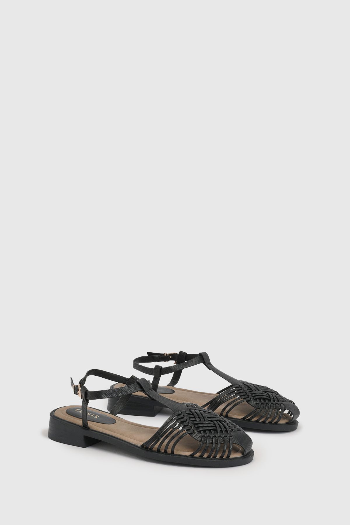 Oasis Kathrina T-Bar Low Heel Sandals Black