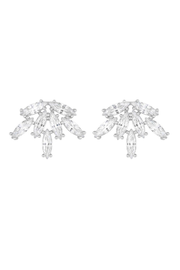 Jon Richard Rhodium Plated Cubic Zirconia Starburst Earrings