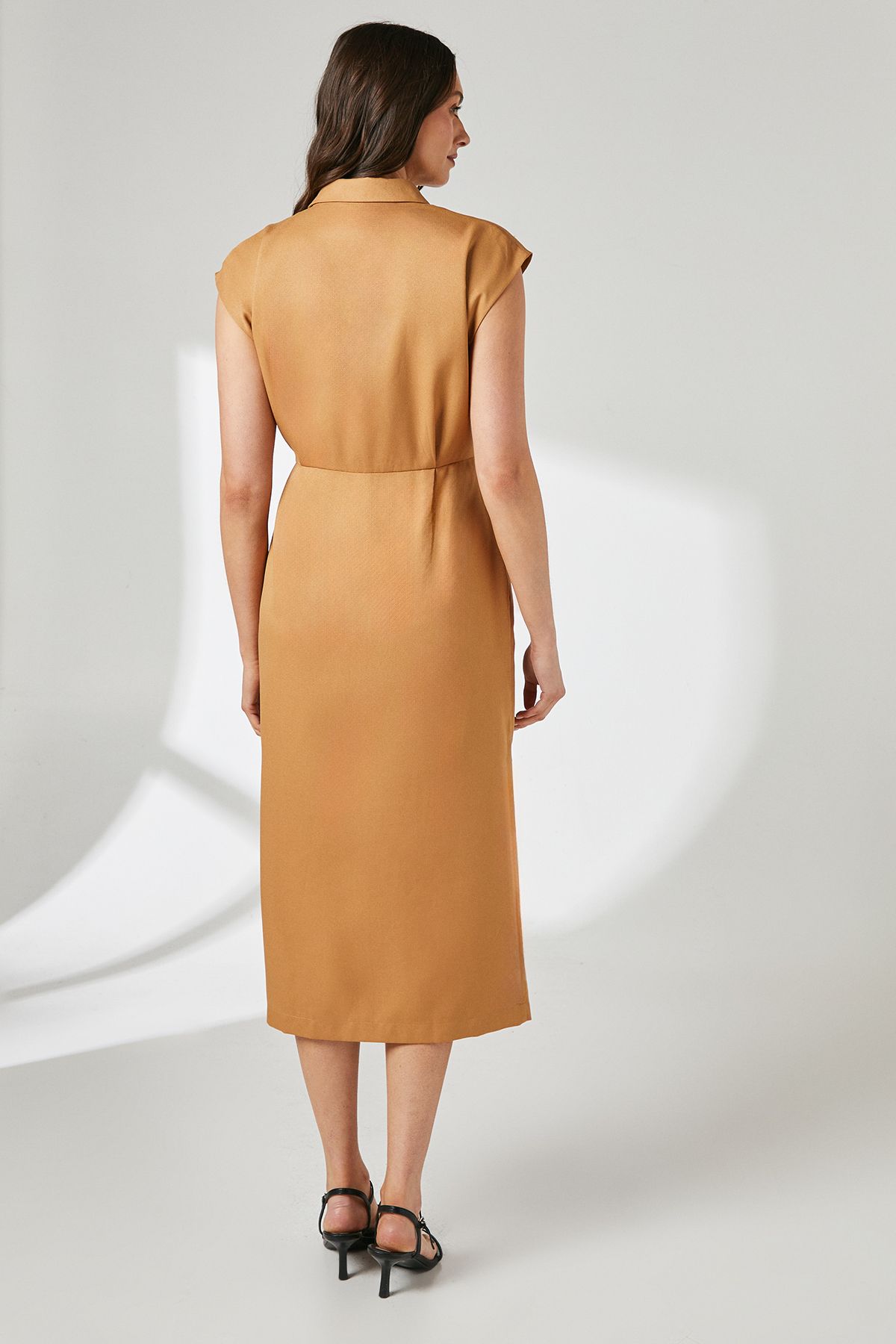 Principles Camel Column Crepe Shirt Dress Camel image 3