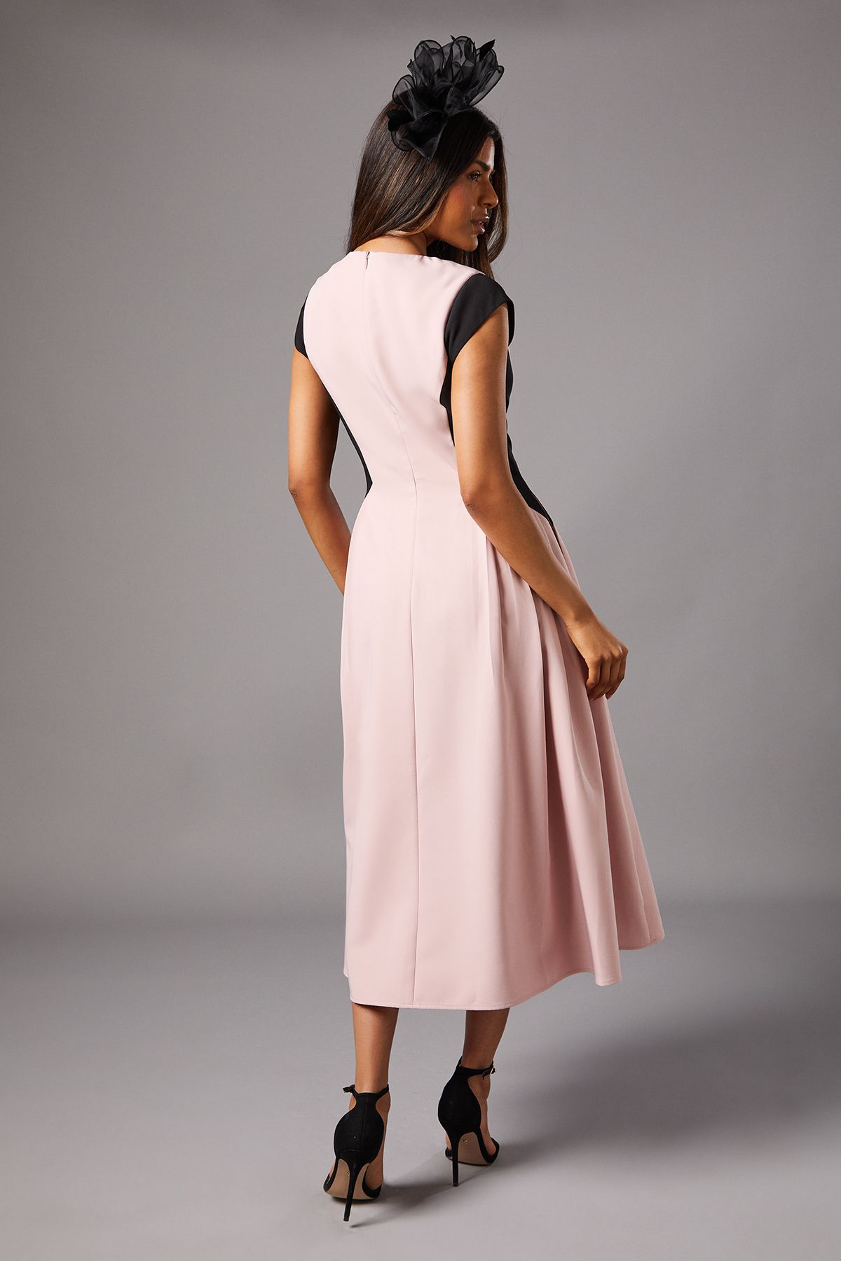Coast Petite Crepe colour Block Midi Dress Blush image 4