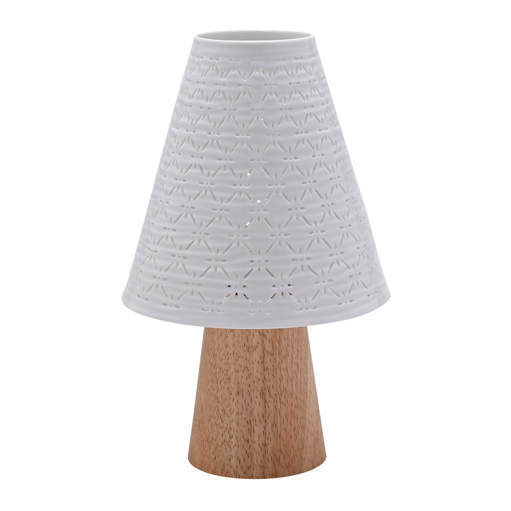 Hestia White Ceramic Table Lamp With Wooden Base image 3
