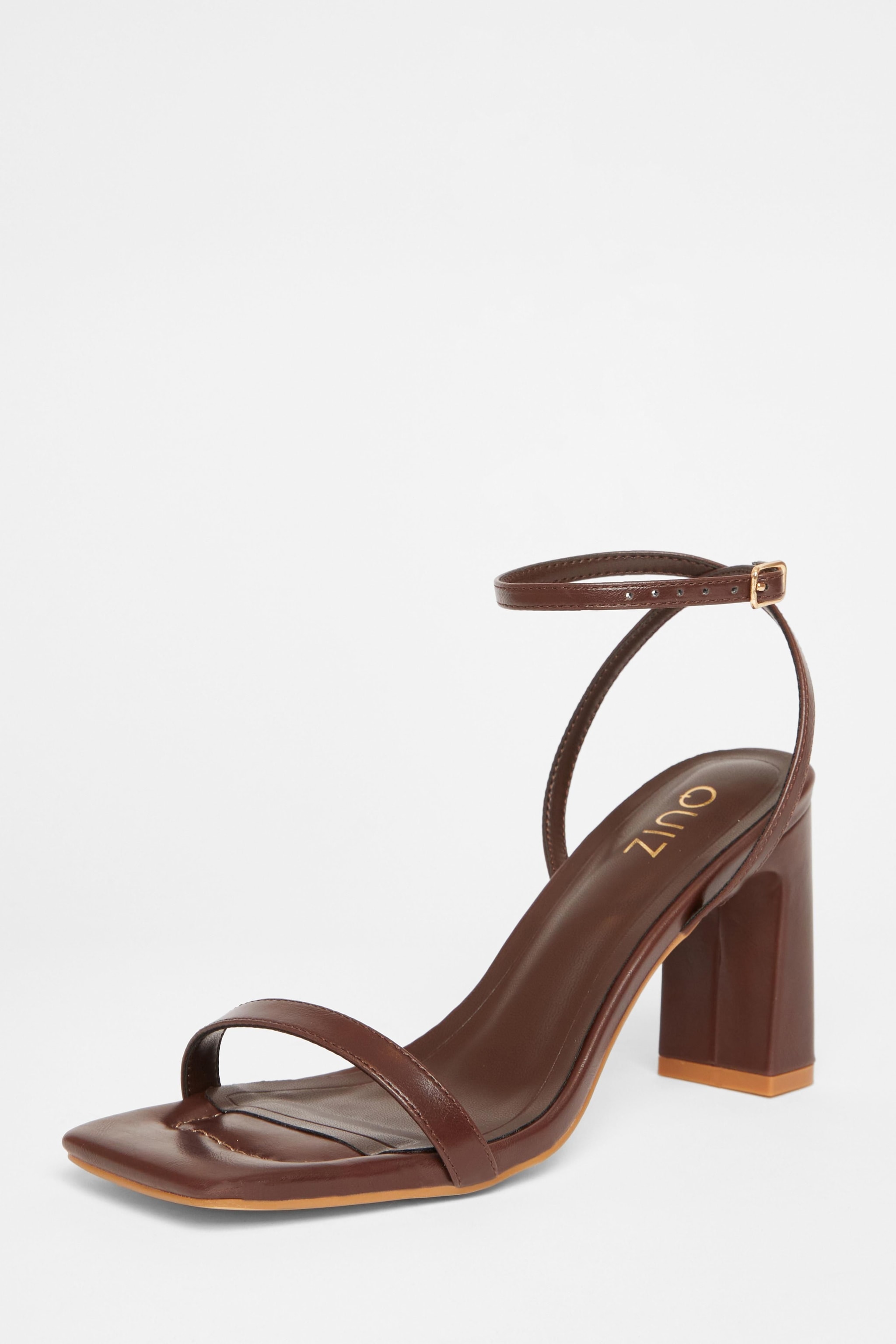 Quiz Brown Barely There Block Heels image 1