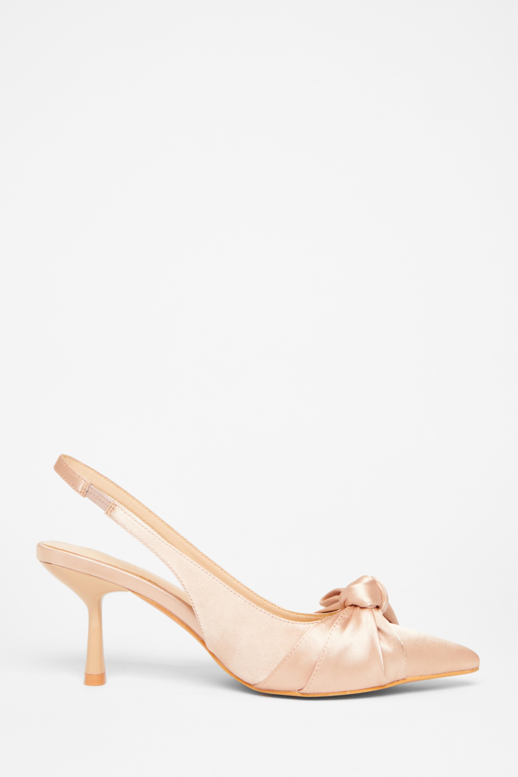 Quiz Off White Sling Back Bow Heels image 5