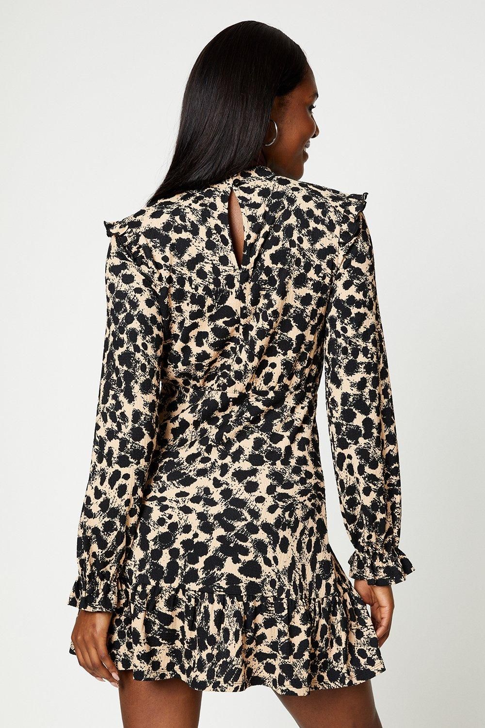 Dorothy Perkins Leopard Frill Hem Mini Dress Leopard image 3