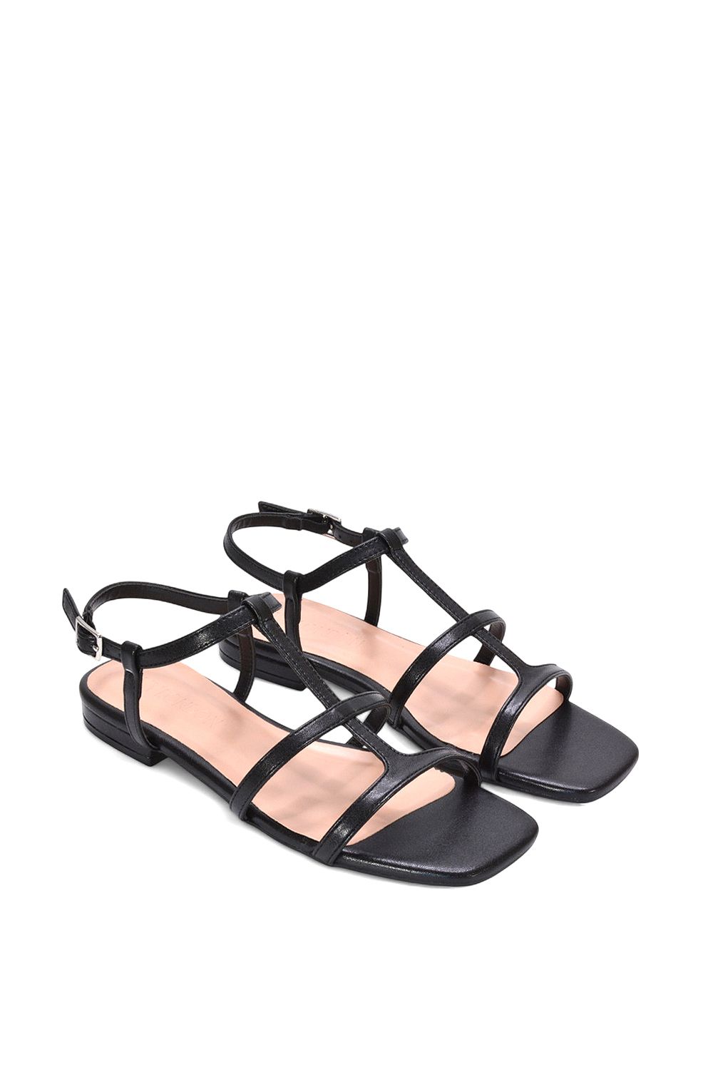 XY London 'Danielle' Flat Strappy Caged Square Toe Sandals With Buckle image 5