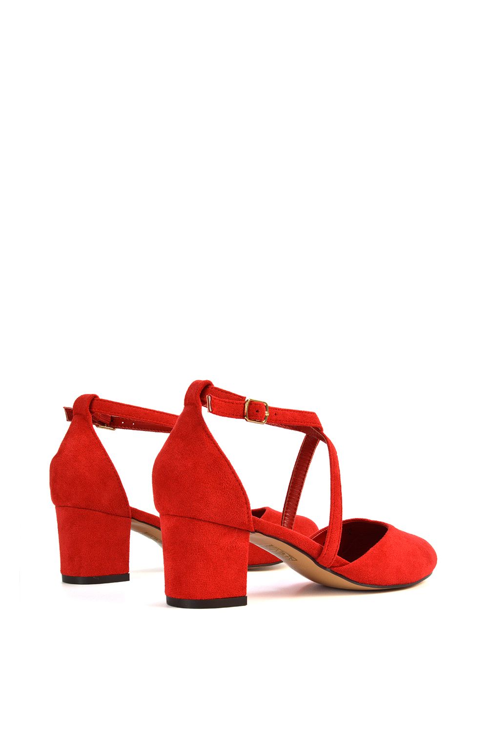 XY London 'Cindy' Strappy Mid Low Block Heel Court Shoes with Ankle Strap image 4