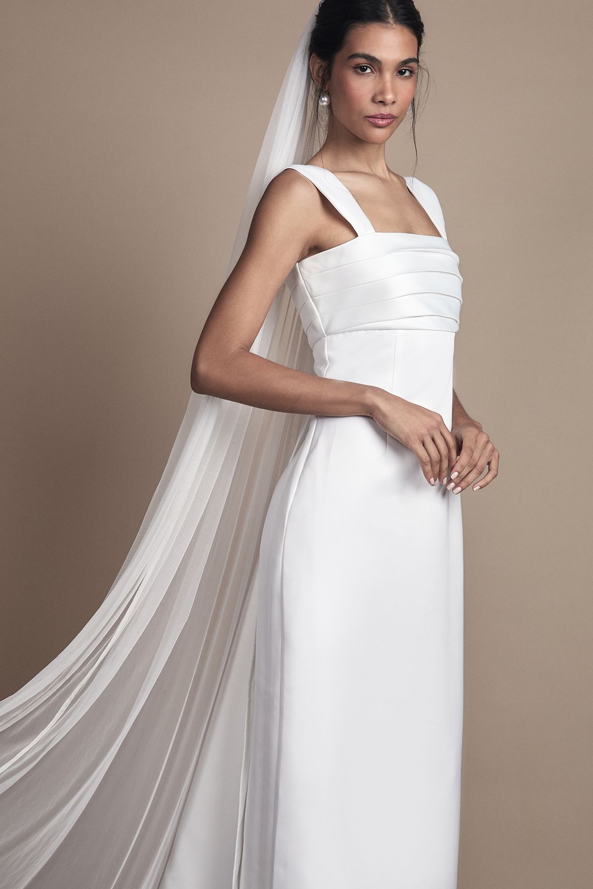 Coast Satin and Ponte Column Wedding Dress Ivory image 2
