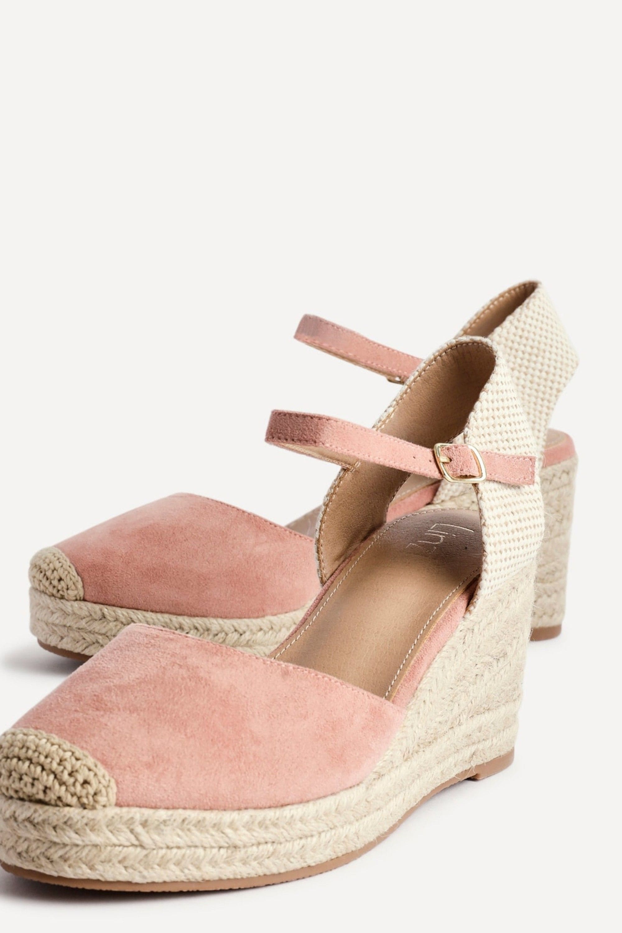 Linzi Present Dusky Pink Faux Suede Closed-Toe And Open Back Espadrille Wedge image 4