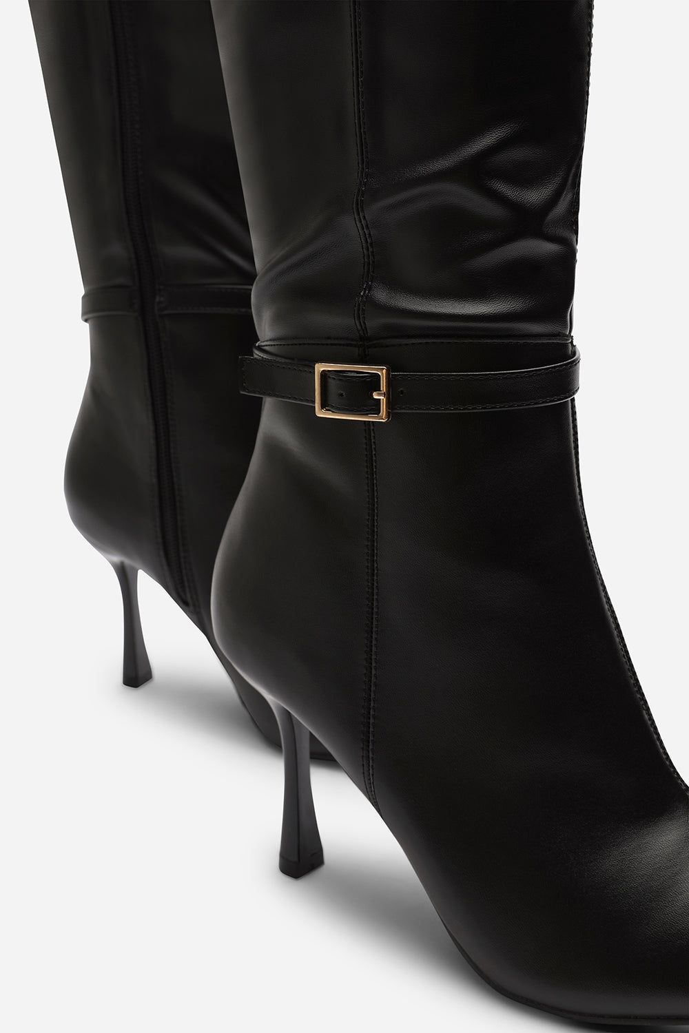Where's That From 'Giada' Pointed Toe Knee High Stiletto Heel Boots with Side Buckle image 5