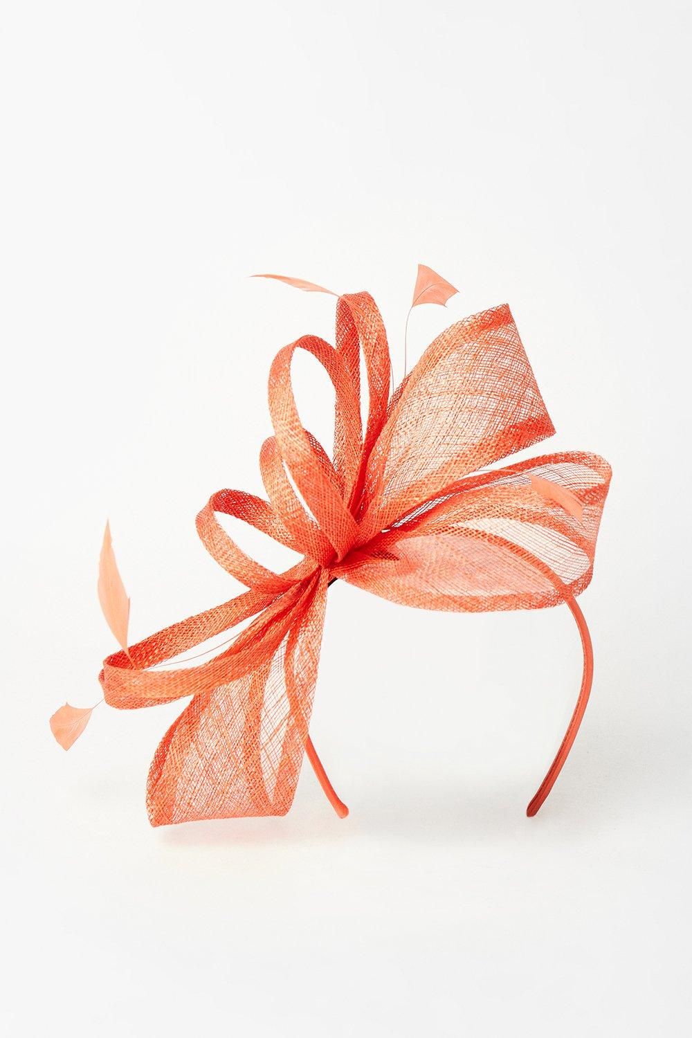 Coast Loop Feather Headband Fascinator Orange image 2