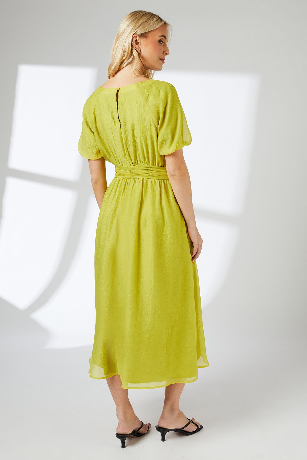 Principles Occasion Puff Sleeve Midi Dress Chartreuse image 3