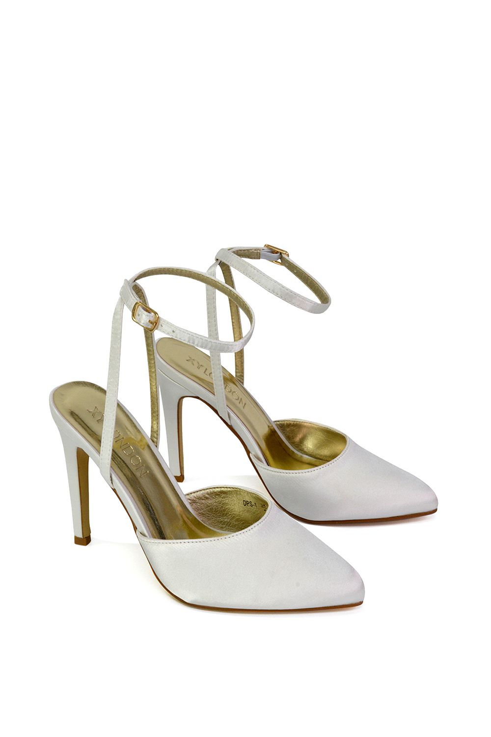 XY London 'Liliane' 2 Part Pointed Toe Satin Shoes Stiletto Heel image 4