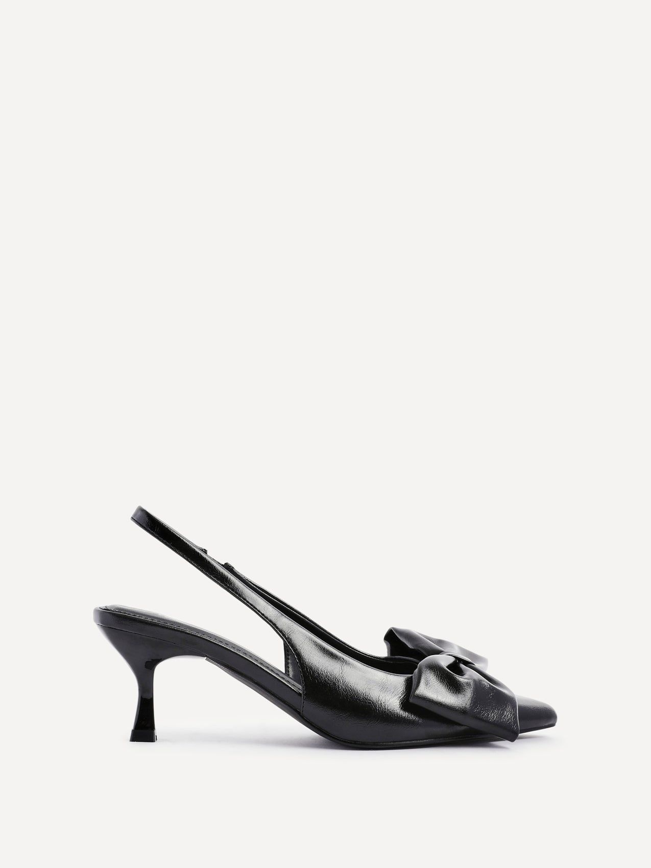 Linzi Merlot Black Faux Leather Slingback Court Heels image 1