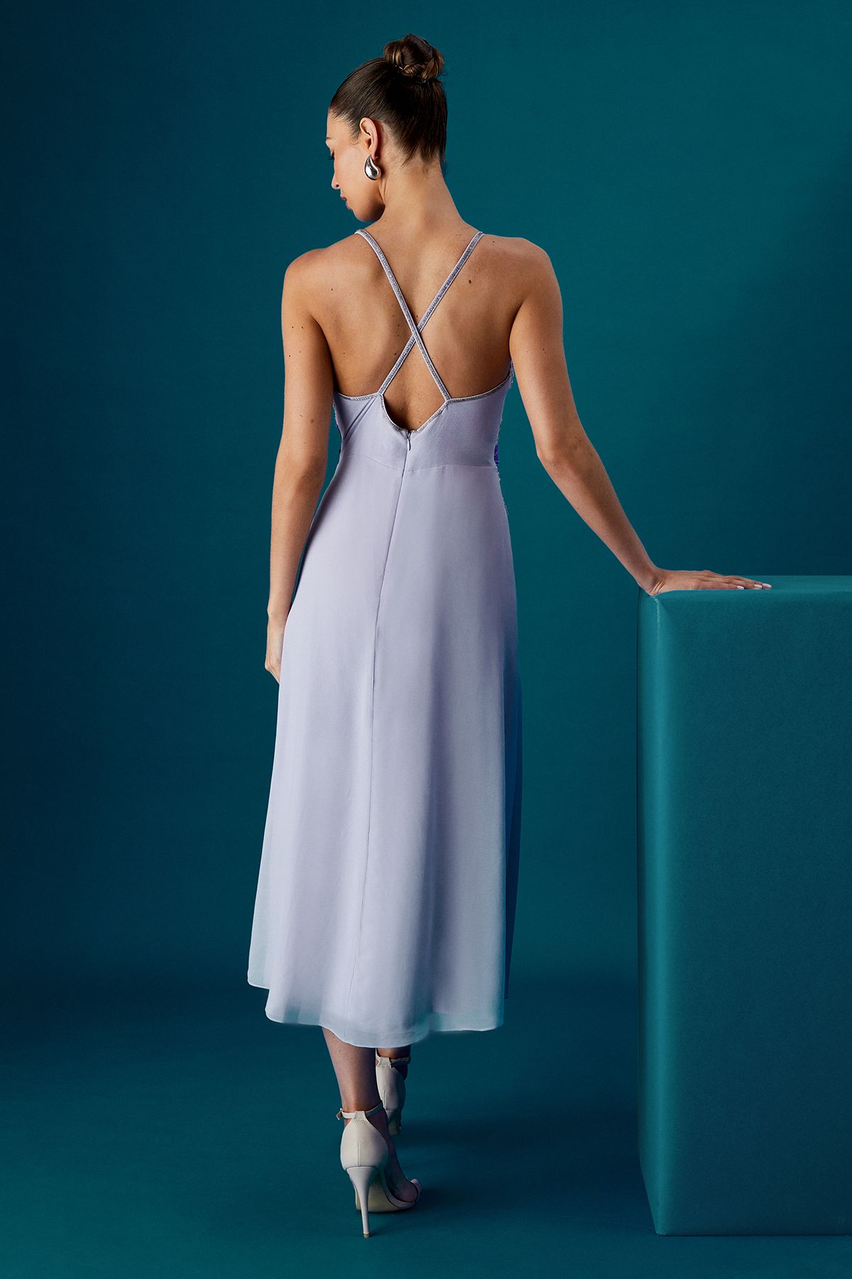 Coast Coast Muse Sequin Strappy Embellished Midi Dress Lilac image 3