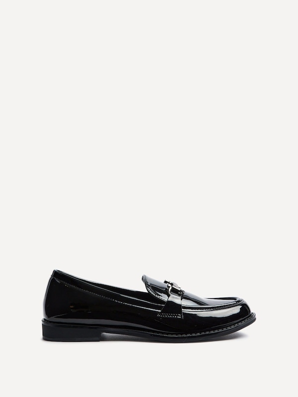 Linzi Belle Black Patent Slip On Loafer